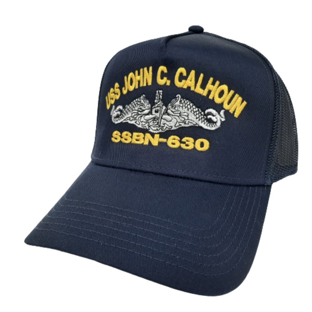 USS John C. Calhoun SSBN-630 Mesh Snapback Cap Hat Navy Blue Boat Naval Ship